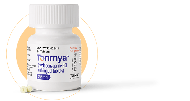 Tonmya™ (cyclobenzaprine HCI) sublingual tablets 2.8mg bottle