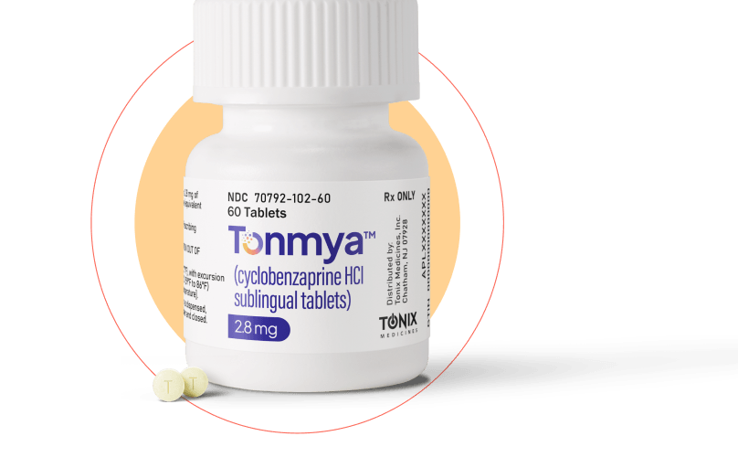 Tonmya™ (cyclobenzaprine HCI) sublingual tablets 2.8mg bottle